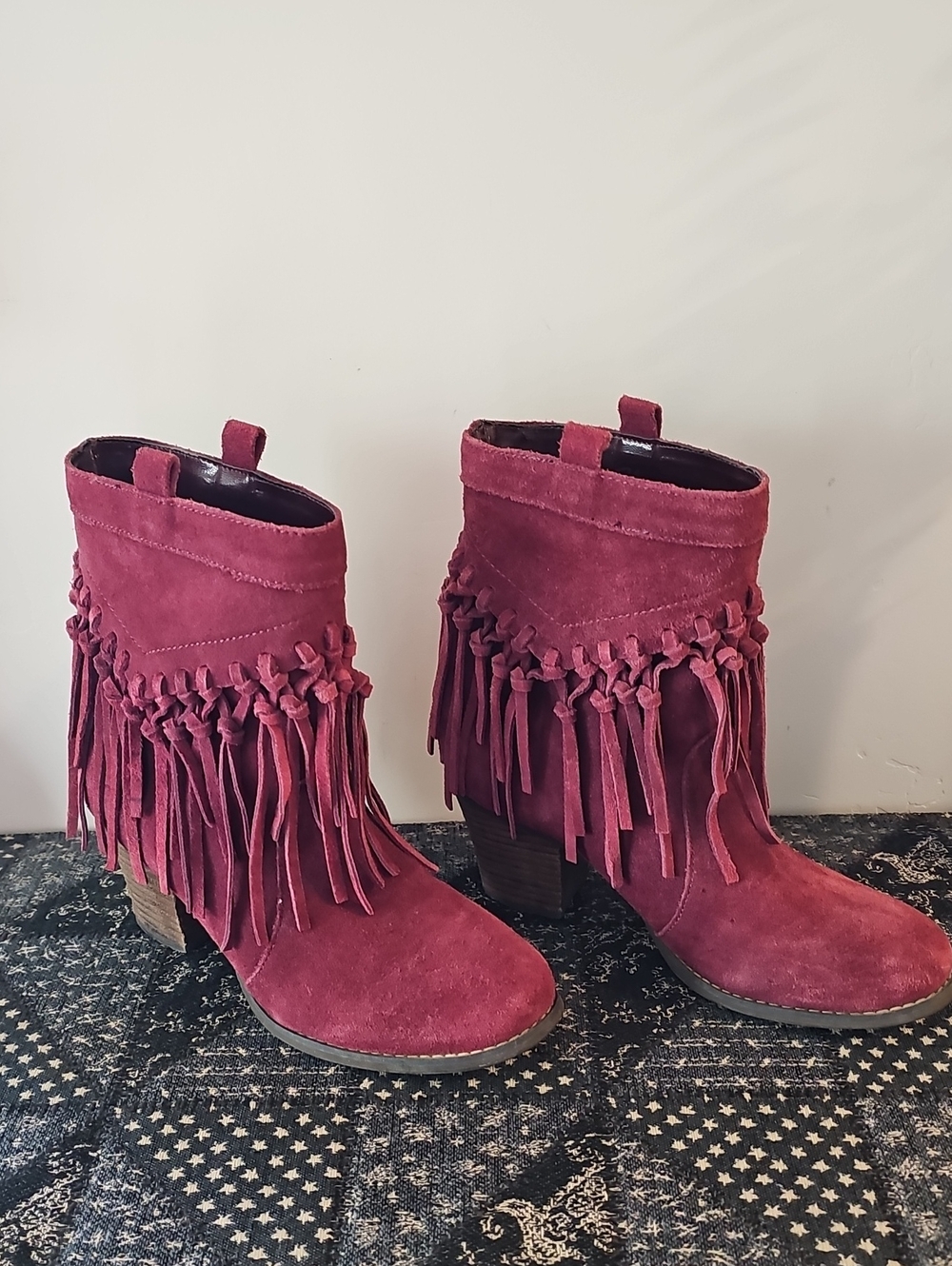 Sbicca Fringed Cranberry-Fuschia Boots